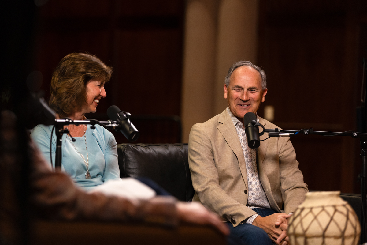 Michael and Jean Bender discussing money for a live recording of Common Cents on the Prairie.