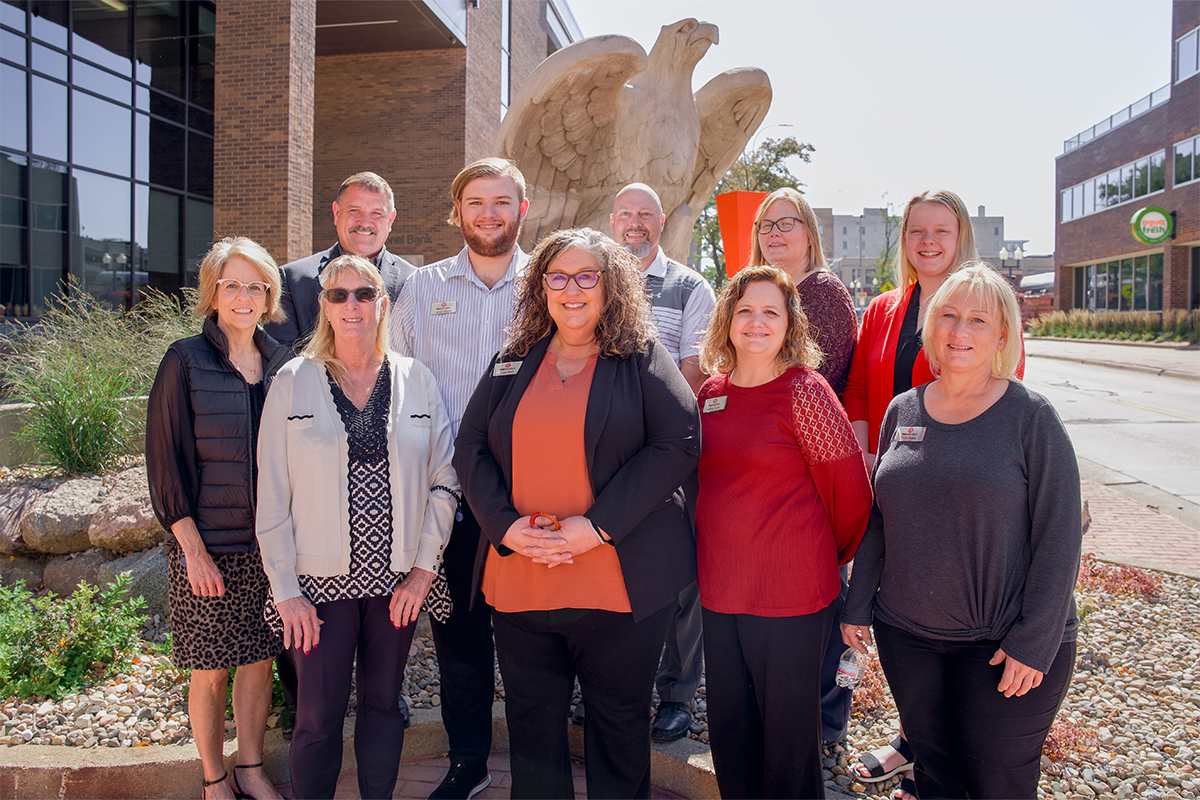 Landon Stewart with members of First National Bank's Operations department.