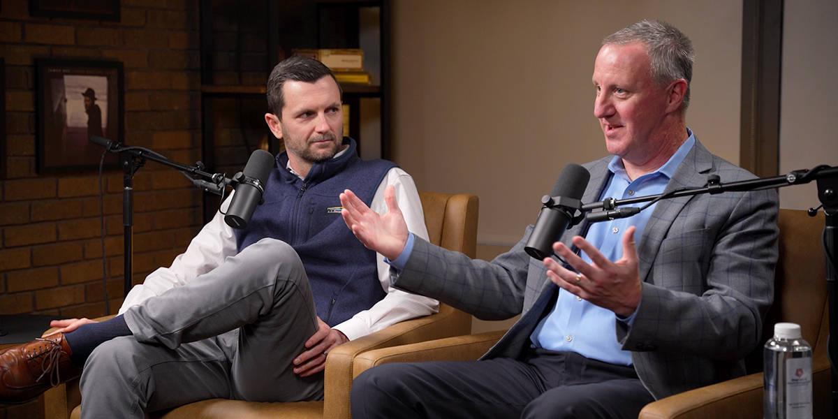 Kyle Cipperley and Don Rahn recording an episode of the Common Cents on the Prairie podcast.