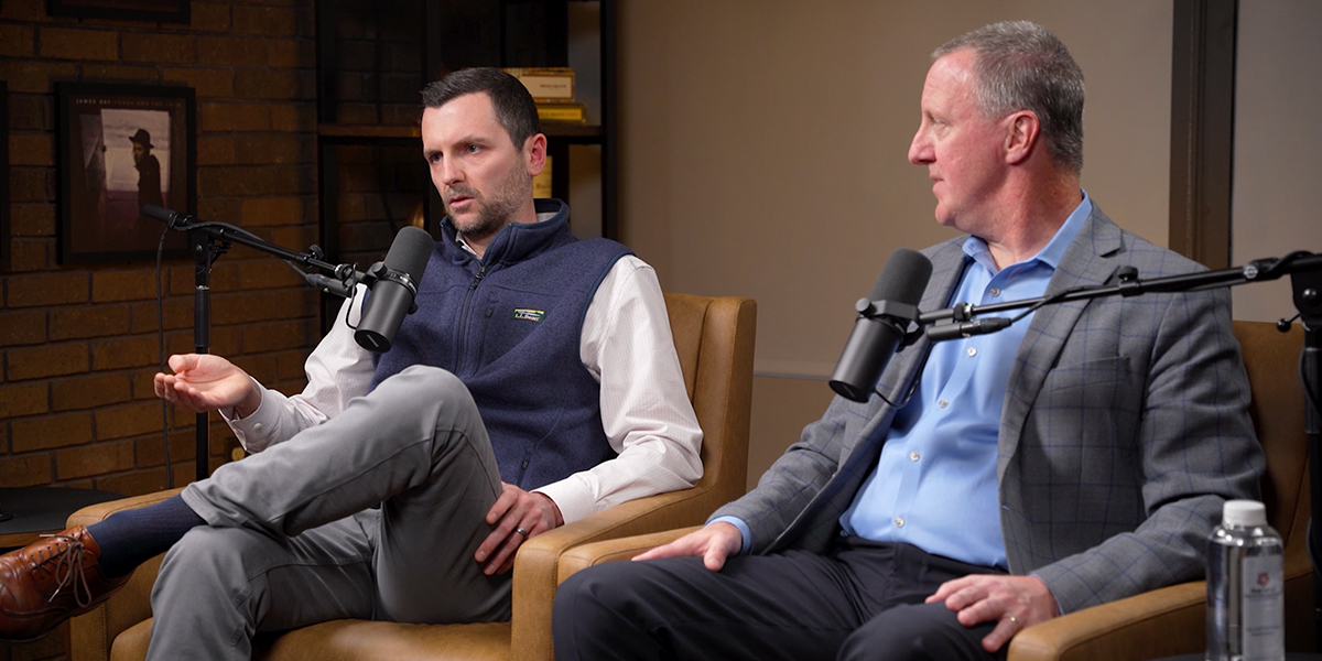 Kyle Cipperley and Don Rahn recording an episode of the Common Cents on the Prairie podcast.