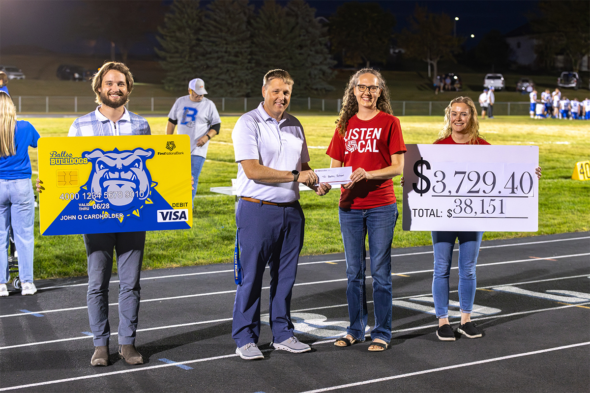 A Community Card check presentation for the Baltic School District.