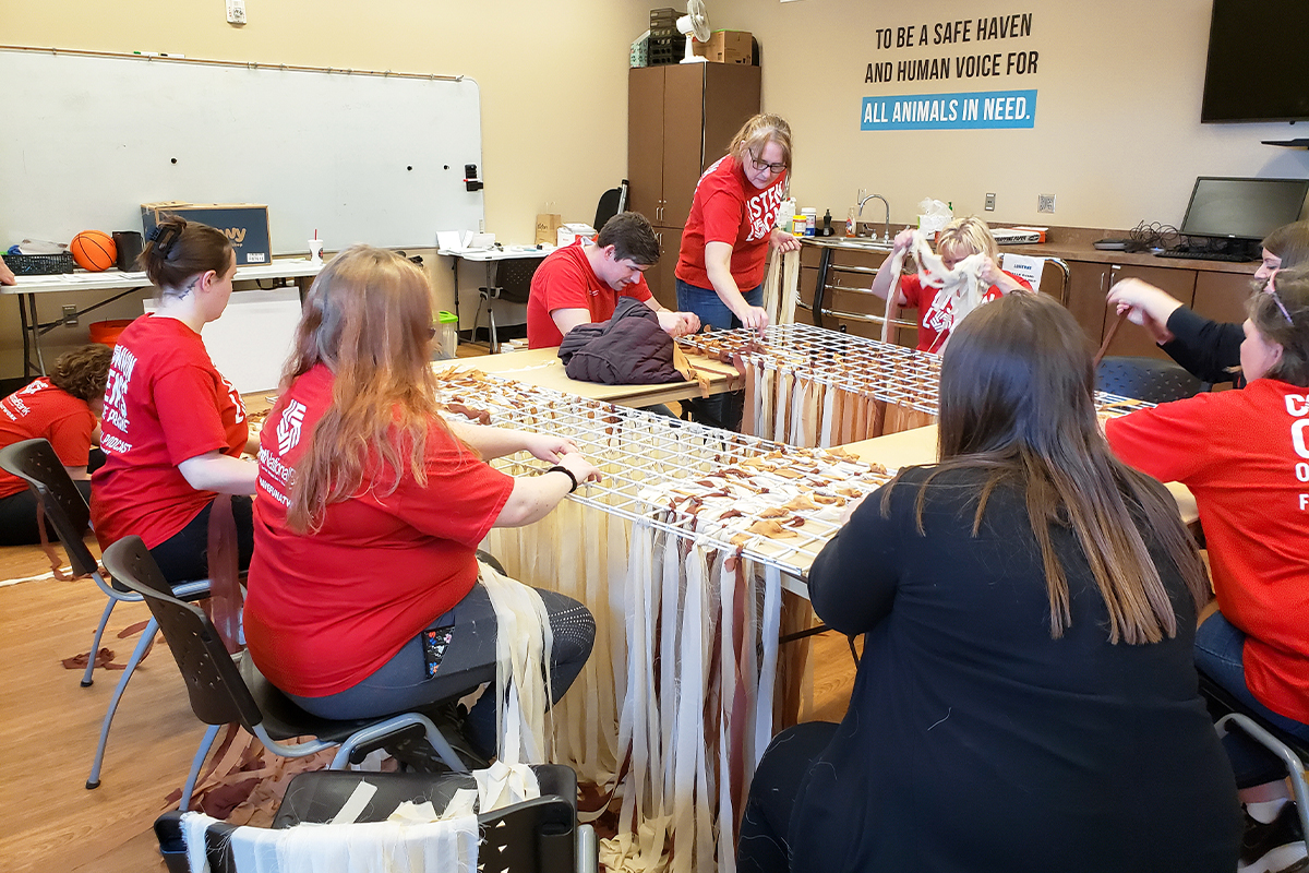 First National Bank teammates volunteering at the Sioux Falls Area Humane Society.